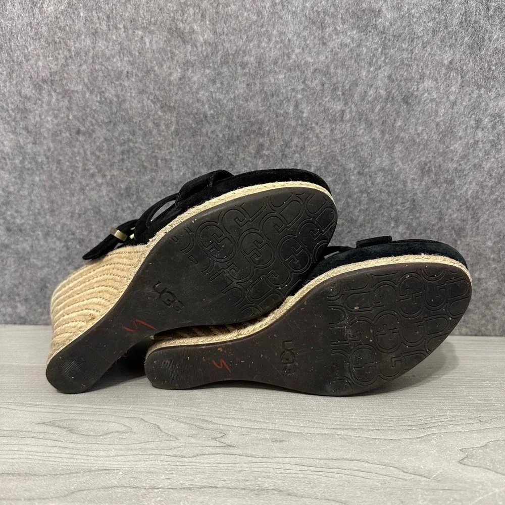 UGG Black Velvety with Gold Accent Espadrille Wedge Sandals. 9 40EU. Like New!